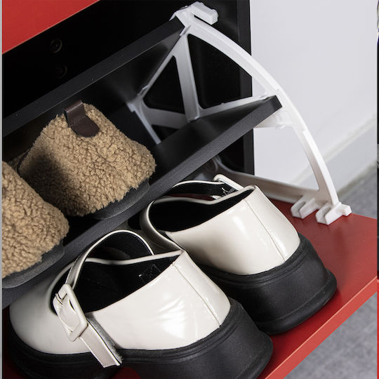 Wooden Shoe Organizer Red 63x24x115cm