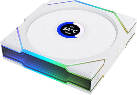 Lian Li UNI FAN TL Wireless LCD Reverse Blade Case Fan 120mm (1900rpm / 54.3cfm) with ARGB Lighting 3pcs White