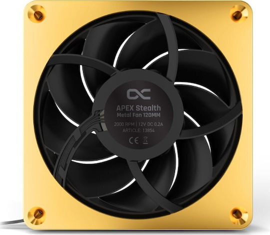 Alphacool Apex Stealth Gehäuselüfter 120mm (2000rpm / 76.81cfm) Ohne LEDs Beleuchtung und Verbindung 4-Pin PWM Gold