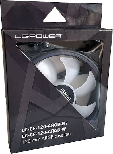 LC-Power LC-CF-120-ARGB-B Case Fan 120mm (1200rpm / 48.9cfm) with ARGB Lighting and 6-Pin Connection