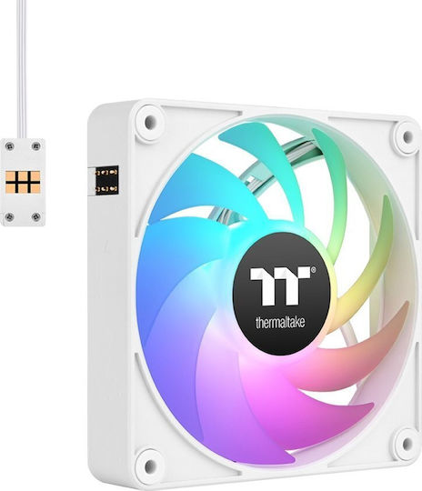 Thermaltake CT120 EX Вентилатор За Кутия (2000rpm / 68cfm) С ARGB Осветление И Свързване 3-Pin / 4-изводна ШИМ 3 Бр Бели