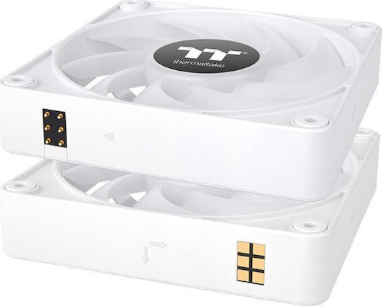 Thermaltake CT120 EX Вентилатор За Кутия (2000rpm / 68cfm) С ARGB Осветление И Свързване 3-Pin / 4-изводна ШИМ 3 Бр Бели