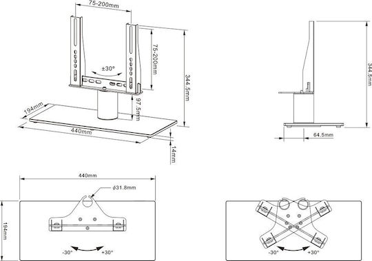 Multibrackets M VESA Tablestand Turn Επιτραπέζια έως 32" και 30kg