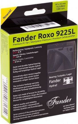 Fander FRX29225LX Case Fan 92mm (1300rpm / 35.2cfm) Without LEDs Lighting and Connection 3-Pin
