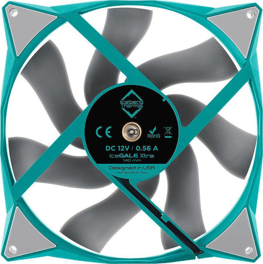 Iceberg Thermal IceGALE Xtra Case Fan 140mm (2500rpm / 169cfm) Without LED Lighting And 4-Pin PWM Connection Teal