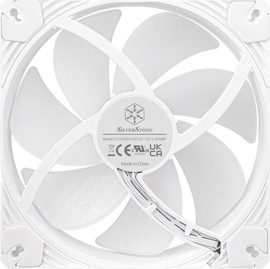 Silverstone Shark Force Case Fan 140mm (2200rpm) with ARGB Lighting and 4-Pin PWM Connection White
