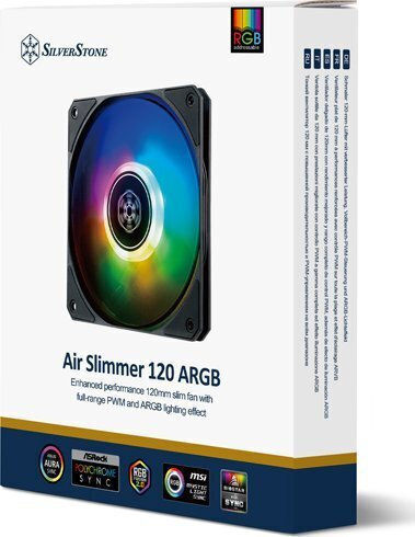 Silverstone Air Slimmer 120 Вентилатор За Кутия (1800 Оборота / 63.67 CFM) С ARGB Осветление И 4-Изводна ШИМ Свързване