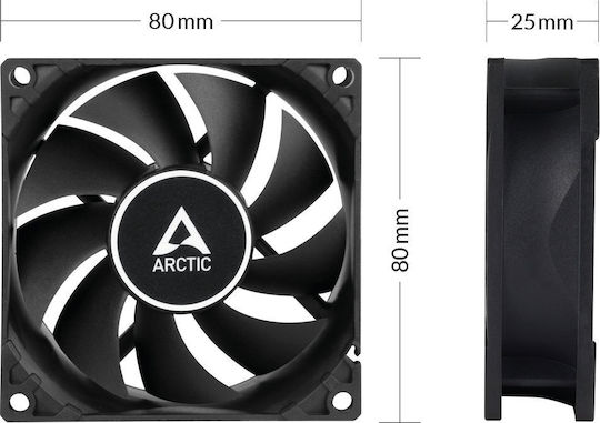 Arctic Case Fan 80mm 2000rpm 31cfm Without LED Lighting And 4-Pin PWM Connection 5pcs