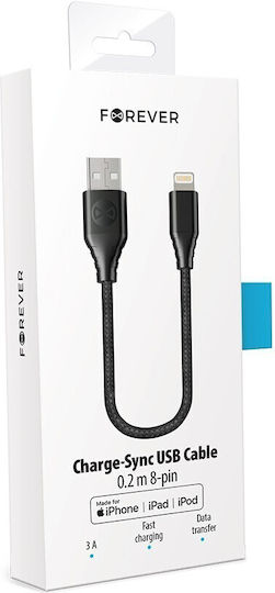 Forever USB-A zu Lightning Kabel Schwarz 0.2m