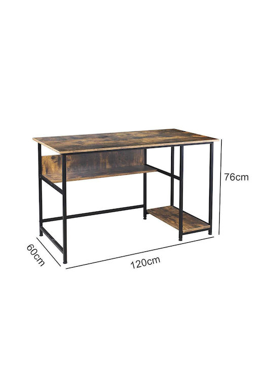 Birou din Lemn cu Bibliotecă Roz cu Picioare Metalice 120x60x76cm