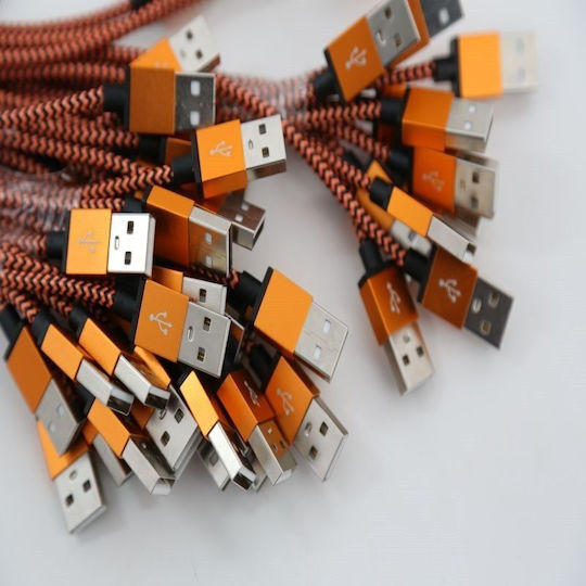 Omega Cordyl Fabric Cable Braided Lightning To USB 2A Polybag OEM 1m Orange