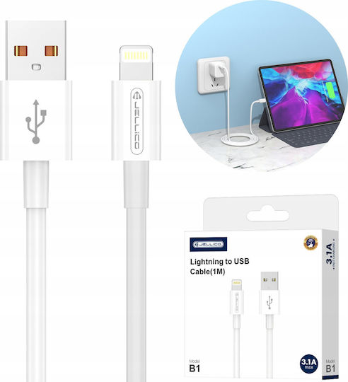 Jellico USB-A la Cablu Lightning Alb 1m