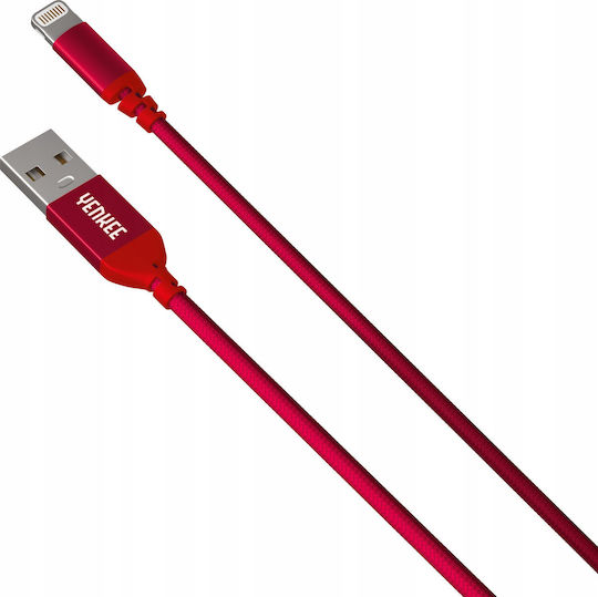 Yenkee Geflochten USB-A zu Lightning Kabel Rot 1m (YCU 611 RD)