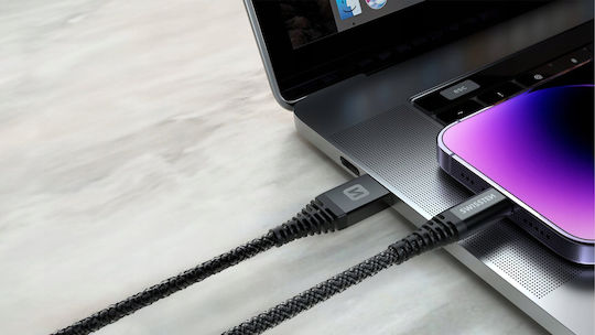 Swissten Braided USB-A to Lightning Cable Μαύρο 1.5m (71543010)