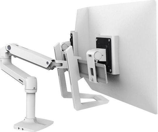Ergotron LX Dual Direct Suport Birou pentru 2 Monitoare cu Braț Albă