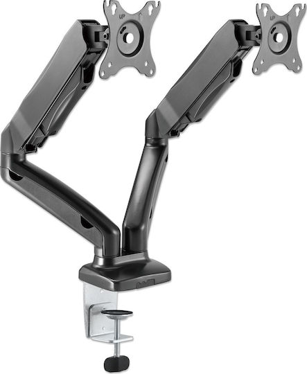 Manhattan Stand Desk Mounted for 2 Monitors up to 32" with Arm (462501)
