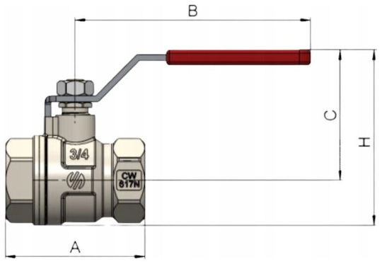 Σφαιρική Βαλβίδα Νερό Dn20 3/4 Gw-gw Sena Va30 Μοχλός Inox