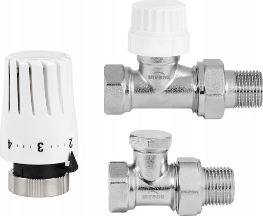 Invena Thermostatic Straight Flow Valve Pre-set Mini Head Adjustment 2 Prov 1
