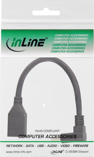 InLine Cable DisplayPort male - DisplayPort female 0.15m Μαύρο (17159U)