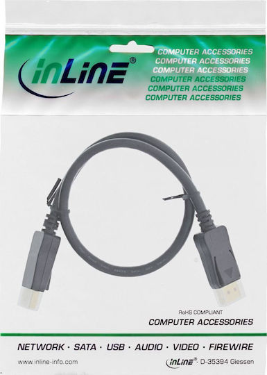 InLine Cable DisplayPort male - DisplayPort male 2m Μαύρο (17202P)