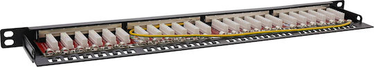 Inline 19" Patch Panel Cat.6a 0.5U 24-Port Dust Protection Black