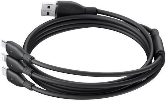 Baseus Charging Regular USB to micro USB / Lightning / Type-C Cable 3.5A Μαύρο 0.8m