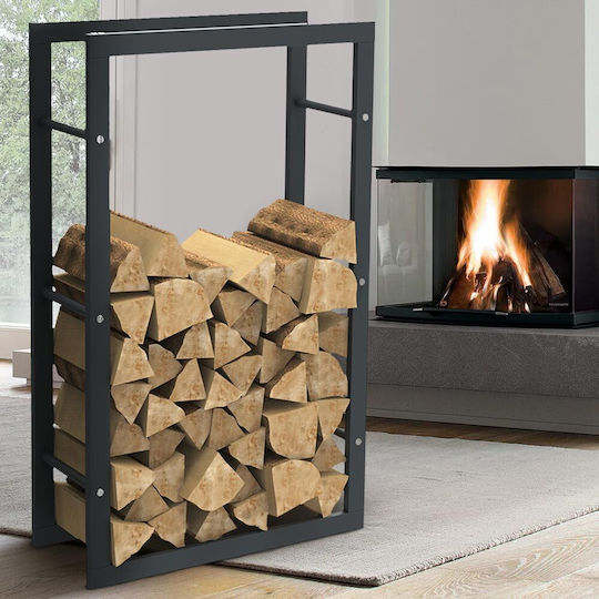 Bakaji Metal Indoor Fireplace Stove Log Holder Support 100x60x25cm 02835834