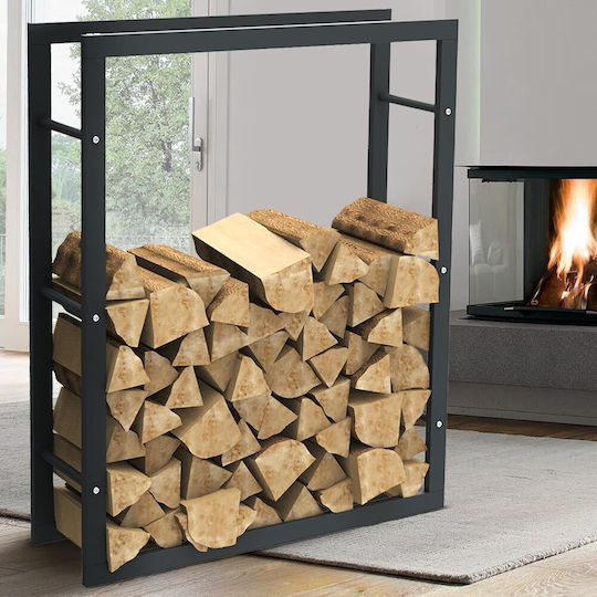 Bakaji Metal Indoor Fireplace Stove Log Holder Support 100x80x25cm 02835841