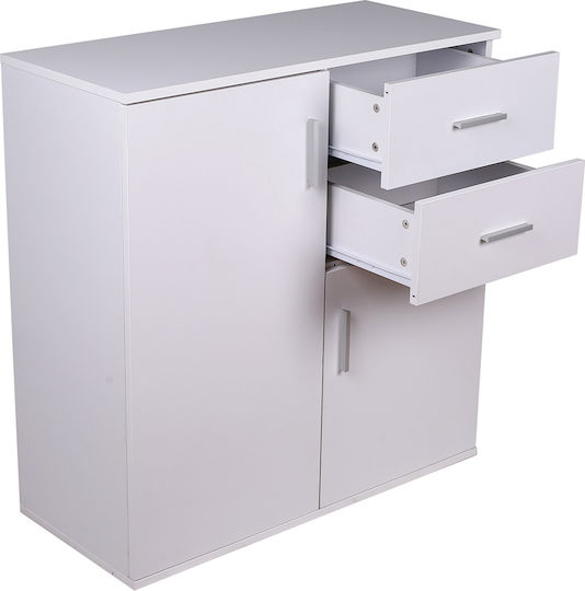 Μπουφές Ξύλινος με Συρτάρια Λευκό 82x35x80cm