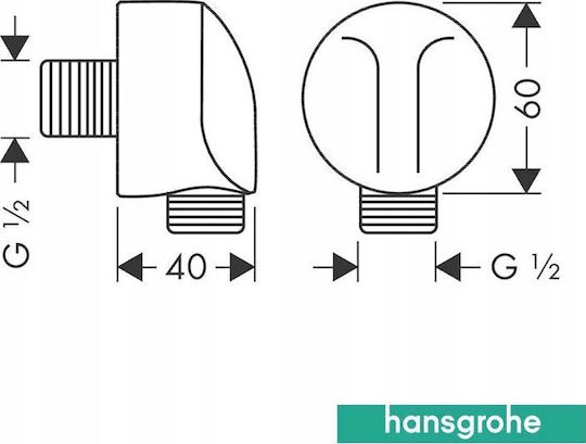 Hansgrohe Fixfit Σύνδεση Σωλήνα Χωρίς Βαλβίδα Αντεπιστροφής E