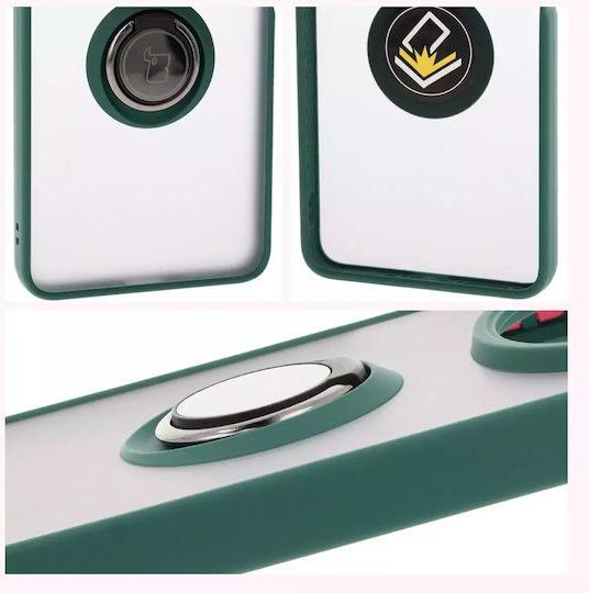 Bizon Hybrid Ring Umschlag Rückseite Gehärtetes Glas / Silikon Grün (Redmi 14C / Poco C75)