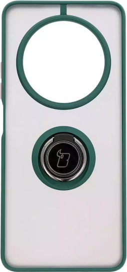 Bizon Hybrid Ring Umschlag Rückseite Gehärtetes Glas / Silikon Grün (Redmi 14C / Poco C75)
