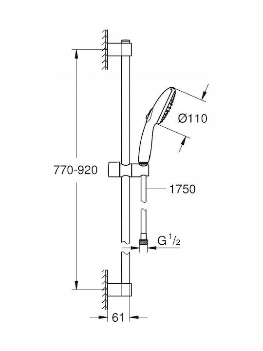 Grohe Στήλη Ντουζ χωρίς Μπαταρία Ασημί