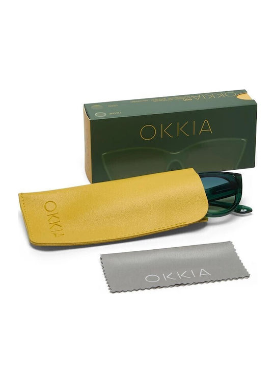 Okkia Silvia Γυναικεία Γυαλιά Ηλίου με Πράσινο Κοκκάλινο Σκελετό και Πράσινο Φακό