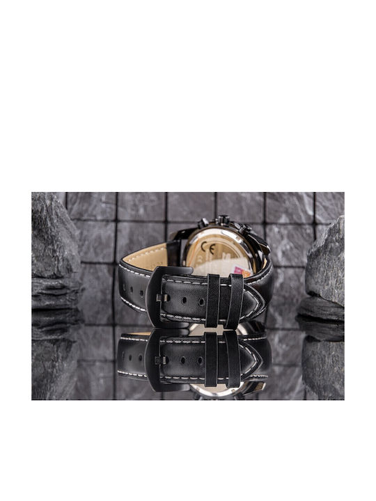 Skmei Men's Watch Battery with Black Leather Strap