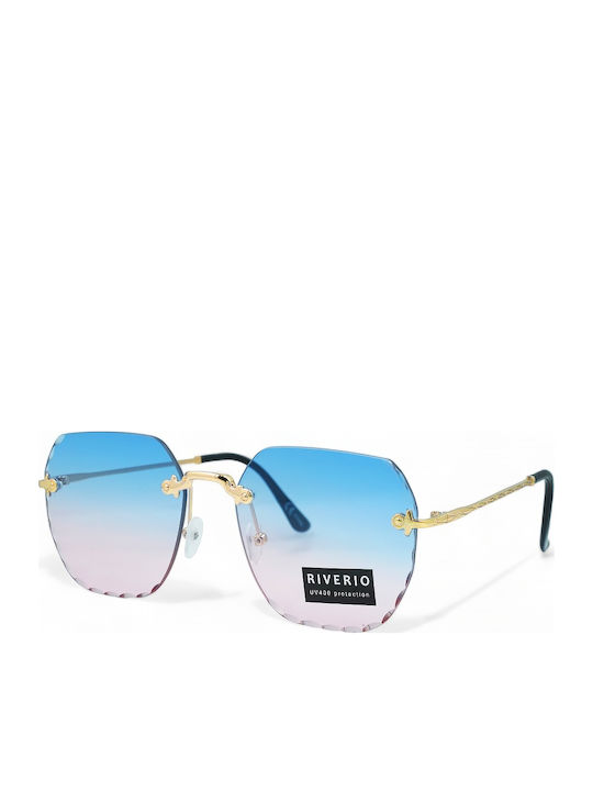 Riverio Unisex Γυαλιά Ηλίου με Χρυσό Μεταλλικό Σκελετό και Μπλε Ντεγκραντέ Φακό RV42413