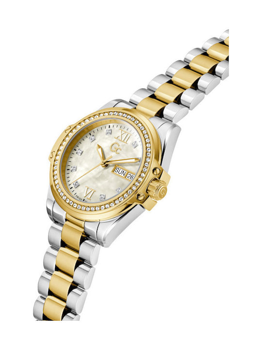 GC Watches Lady Γυναικείο Ρολόι 34mm Μπαταρίας με Ασημί Μεταλλικό Μπρασελέ