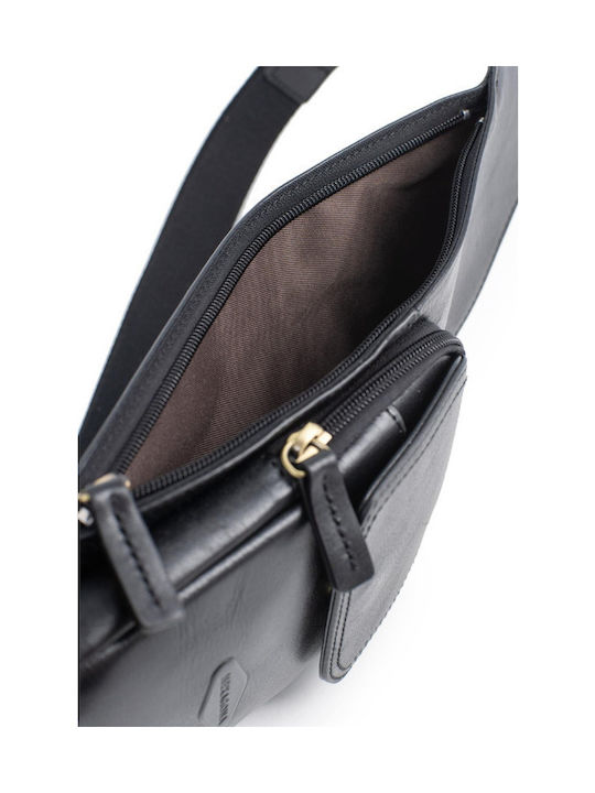 Leder Herrentasche Sling Schwarz