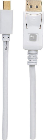 Techly Cable DisplayPort male - mini DisplayPort male 1m Λευκό