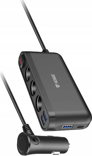 Yenkee Car Charger with Ports: 3xUSB 1xType-C 3xLighter