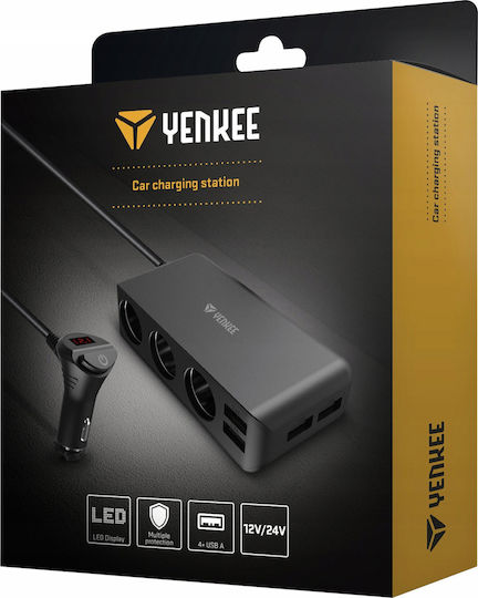 Yenkee Φορτιστής Αυτοκινήτου με Θύρες: 4xUSB 3xΑναπτήρα