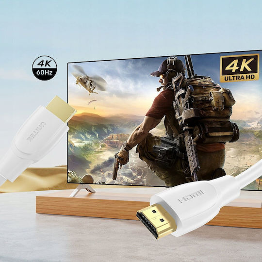 Unitek HDMI 2.0 Премиум Високоскоростен 4K 60Hz HDR Кабел HDMI Мъжки - HDMI Мъжки 3м Бял