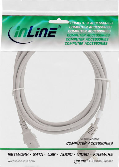 Καλώδιο Τροφοδοσίας Inline Inline Power Cable Schutzkontakt Angled To 3pin Iec C13 Γκρι 1,0m