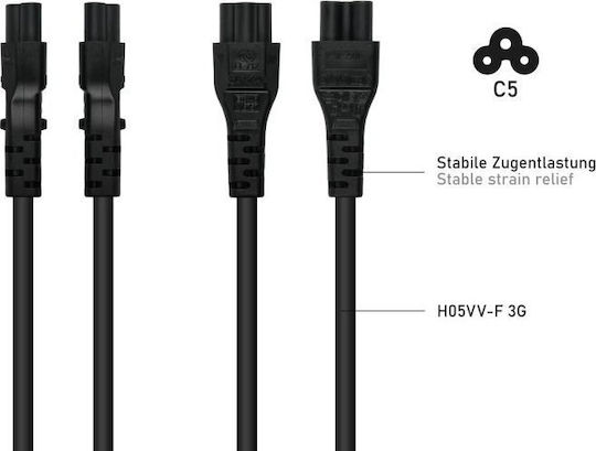 Cablu de alimentare Alcasa Kabelmeister Italia Tip I C5 Negru 1.8m