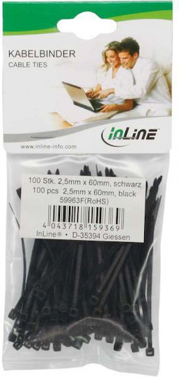InLine Δεματικά Καλωδίων Πλαστικά 60mmx2.5mm σε Μαύρο χρώμα (100τμχ) (59963F)