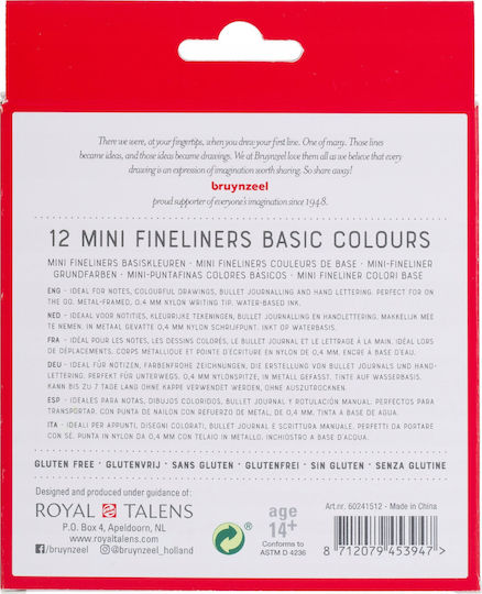 Σετ Bruynzeel Sakura Bruynzeel Mini Fineliner 12 Χρώματα