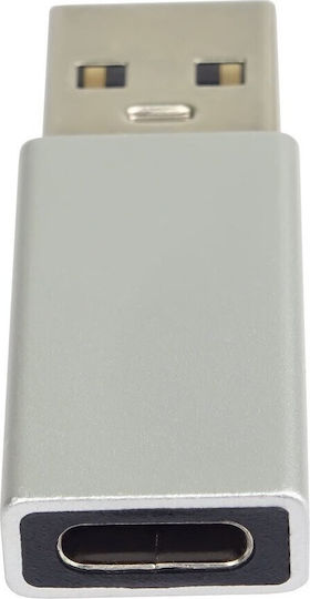 Premiumcord USB-C auf USB-A 2.0 Adapter Silber
