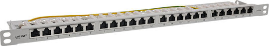 Inline 19" Patch Panel Cat.6a 0.5 U 24-port Dust Protection Grey