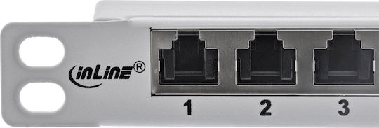 Inline 19" Patch Panel Cat.6a 0.5 U 24-port Dust Protection Grey