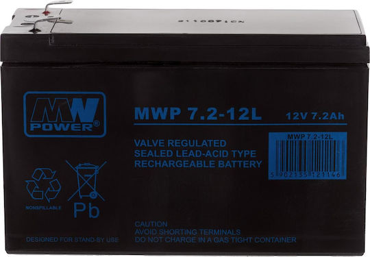 MW Power Μπαταρία UPS με Χωρητικότητα 7.2Ah και Τάση 15V 12V/7.2AH-MWP 1τμχ